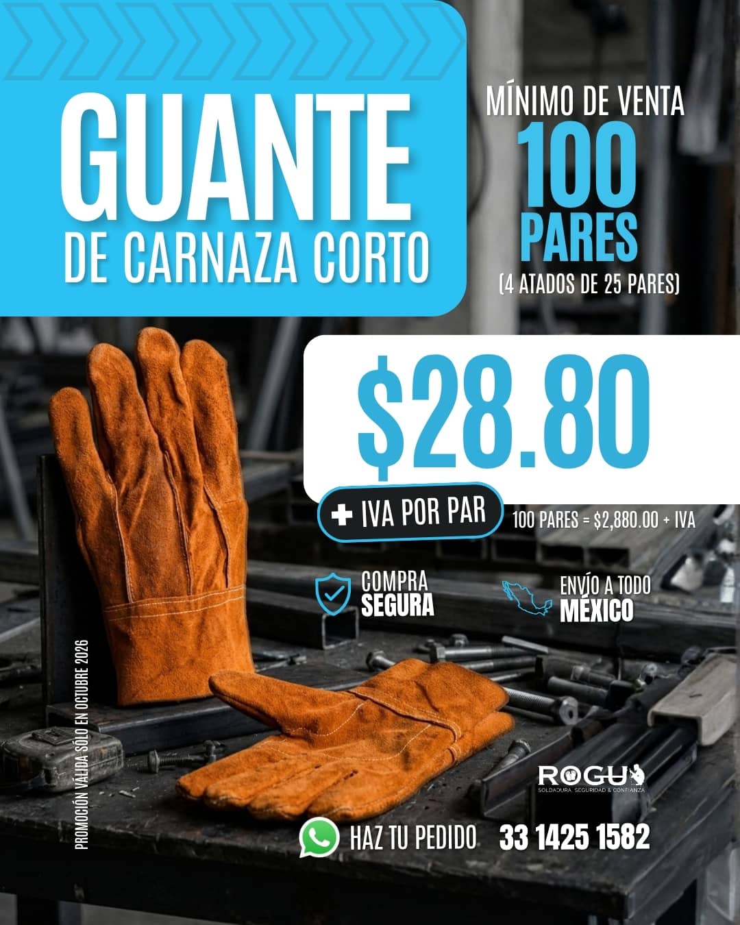 oct Guante de Carnaza Corto